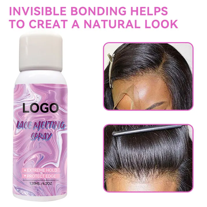 Low MOQ wig lace melting spray hot selling lace holding spray extreme hold wig lace melting glue