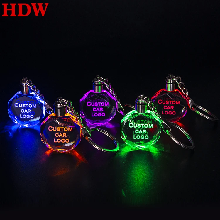 2020 cheap wholesale blank clear k9 crystal keychains custom laser engraving 3d Led Car logo Crystal Keychain for giveaways (60801638741)