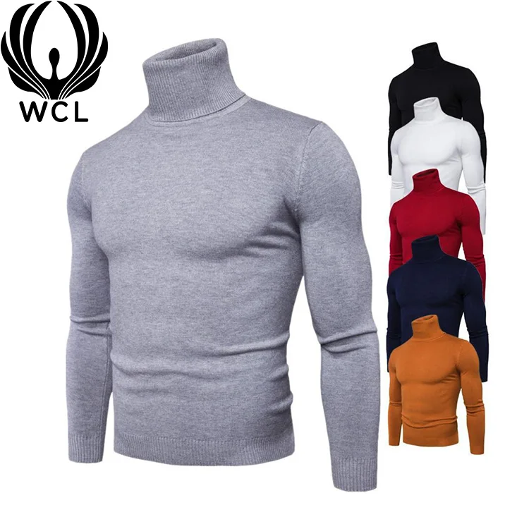 Удобный мягкий теплый пуловер с высоким воротом, повседневный Зимний вязаный Однотонный свитер с длинным рукавом, мужской плотный свитер