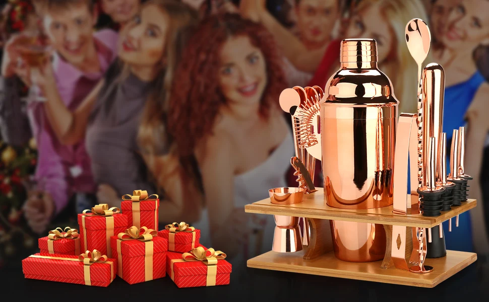 2022 New High Quality Cocktail Shakers Set 16 Pieces 24Oz/750Ml Boston Shaker Stainless Steel Bar Tools Set