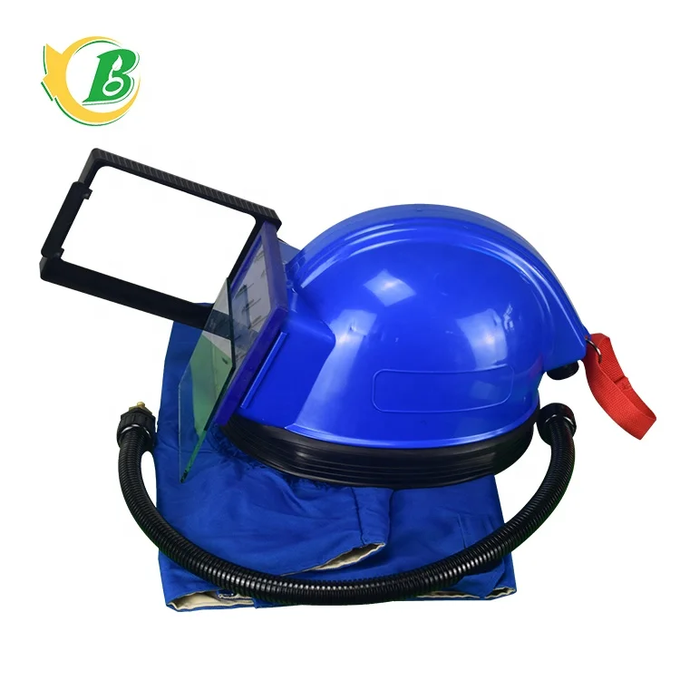 ABS material with canvas shawl blasting safety protection flat glass oxygen blasting helmet