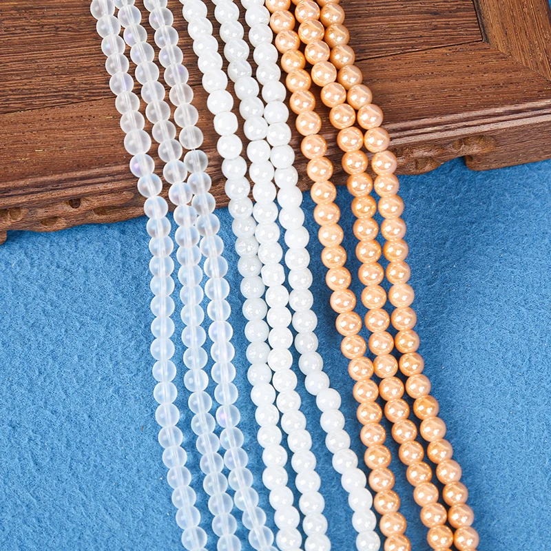 Wholesale high quality colored round glass beads smooth transparent crystal loose bead jewelry necklace DIY production