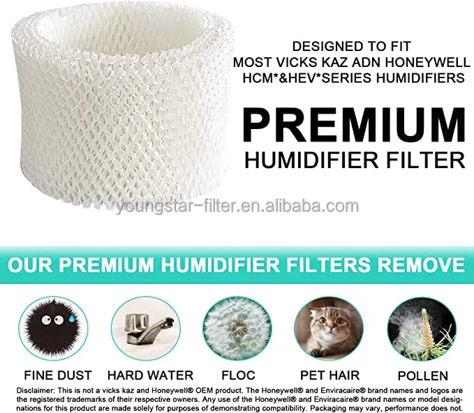  Premium Humidifier Filters Compatible with Honeywell Filter HAC-504 HAC-504AW & A HCM