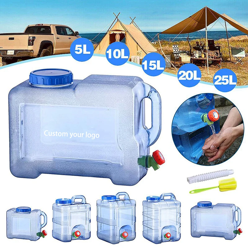 PC Clear Plastic Potable Water Storage Bucket Water Container Tank Jug for Camping Outdoor Accessory
