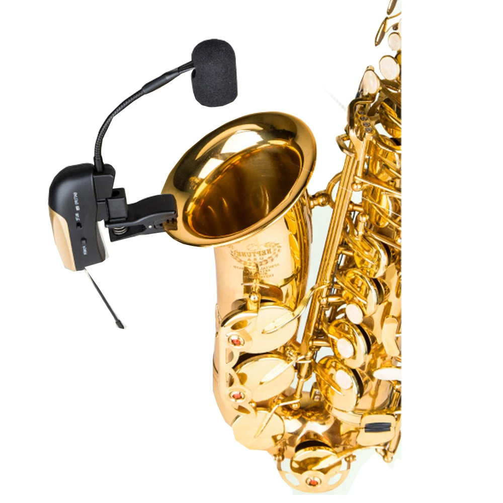 Professional dual channel wind instrument saxophone wireless microphone system