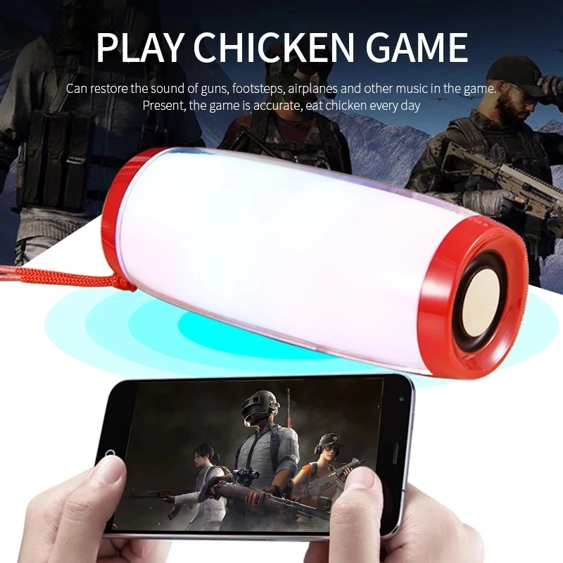 Amazon Hot Sale Led Flashing Light Wireless Speaker Portable Outdoor Loudspeaker 1200mah Fabric Subwoofer Fm Radio Speakers