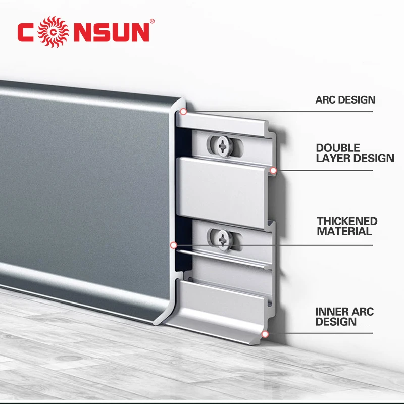 factory wholesale kick foot aluminum skirting toe  profiles led strip lights recessed skirting line led