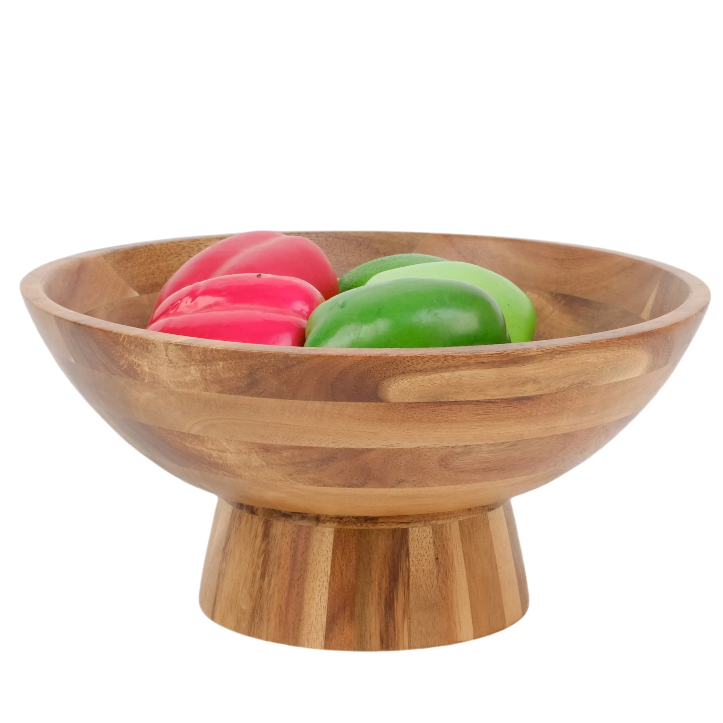 XH Large Wood bowl with foot, Elevated Wood Serve Bowl for snack fruit