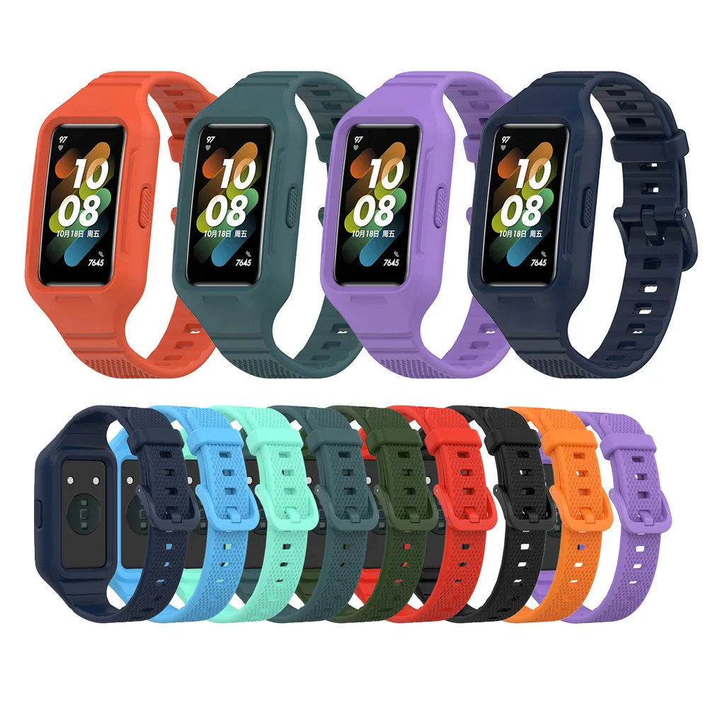 New rubber Replacement Watch Band Protective Case With Strap For Huawei Honor Band 6 7
