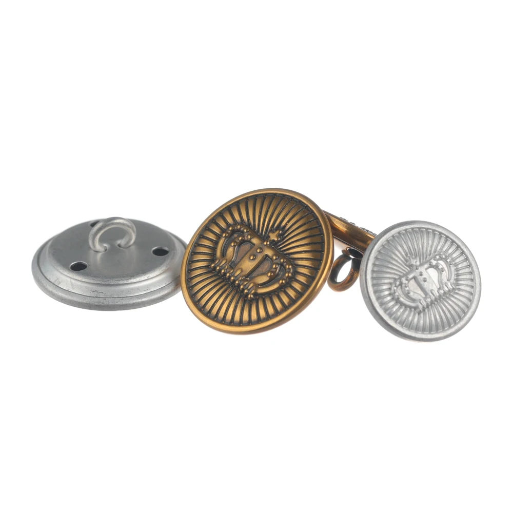YYNK Clothing Accessory OEM Gold Crown Pattern Logo Brass Shank Button for Blazer Uniform
