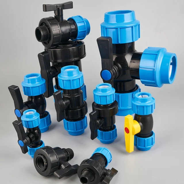 Фитинги из полипропилена KEXING IRRIPLAST OEM ISO 17885 14236 CE PN16 PN10 ирригационные компрессионные фитинги PP HDPE M/F шаровые краны