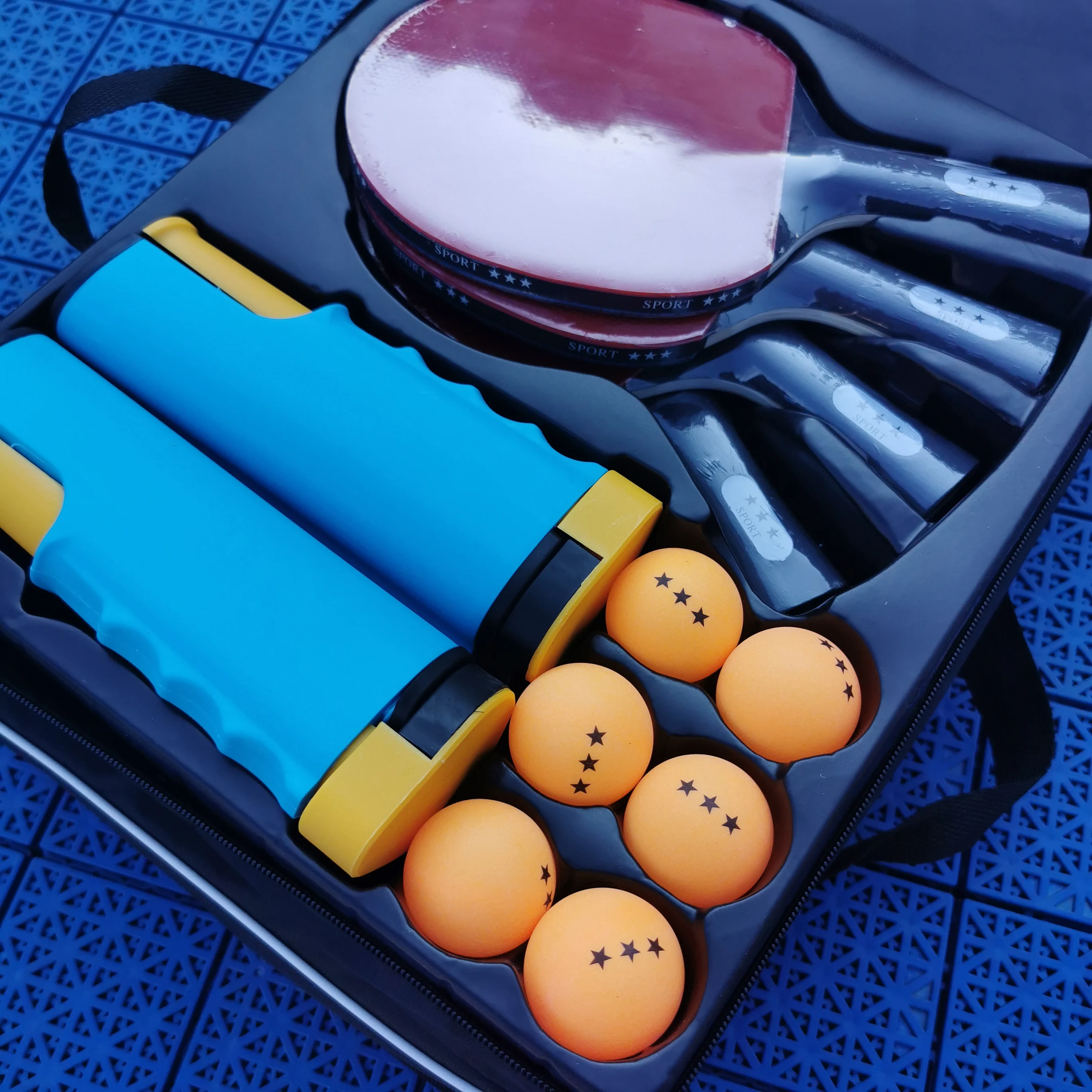 professional 4 Player table tennis racket with retractable table tennis net set cheap table tennis paddle and ping pong racket