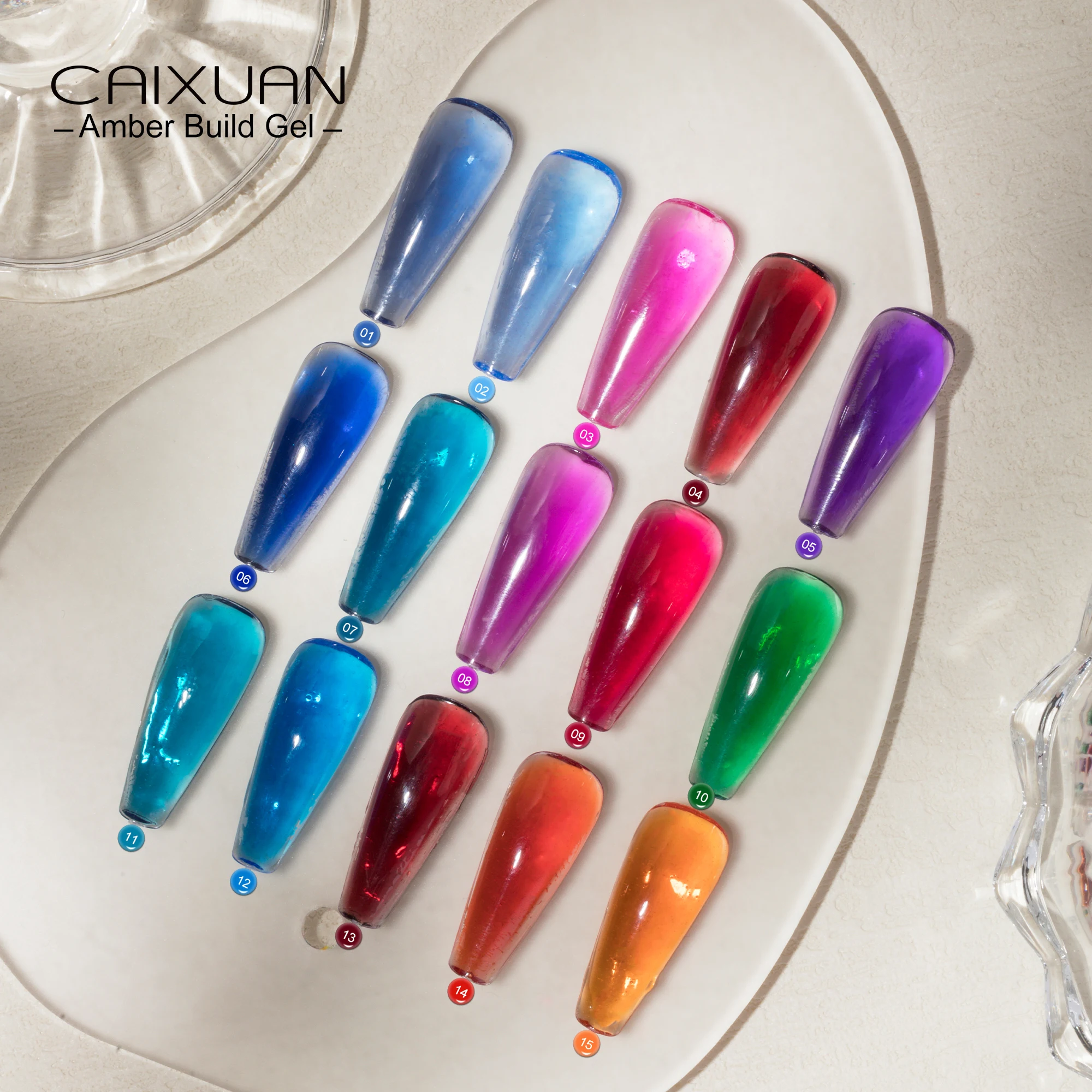 Jelly Building Gel Extension UV LED 15-colours ground Opal glass Amber Glaze Color Nail Gel Polish