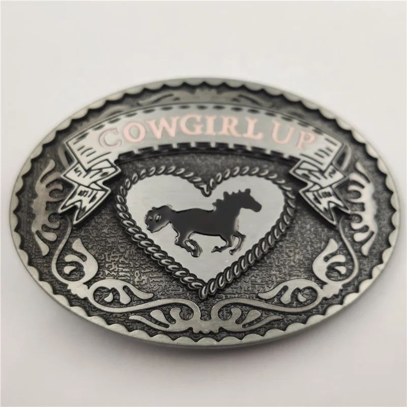Женская пряжка для ремня Cowgirl Up Rodeo, западная лошадь, овальная, античное серебро, на продажу