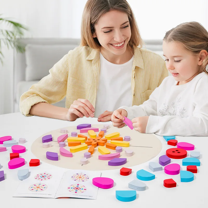 Montessori Early Educational Game toys Colorful Creative Graphical Imagination DIY Kids Board Game Blocks Geo Puzzle