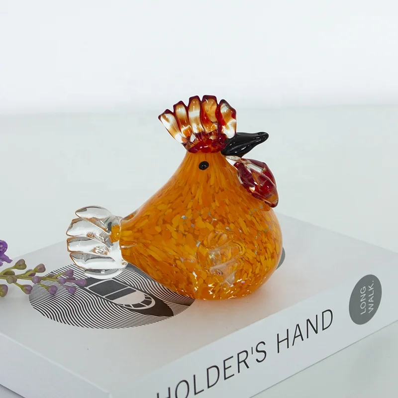 Best selling hand blown decorative elegant Murano glass rooster chicken animal figurines
