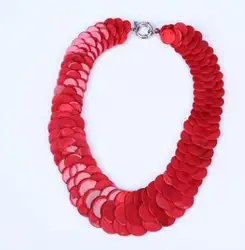 LWN41182 Hotsale Summer Style Chunky White Multi Color Shell Mother Of Pearl Bead Dragon Scales Necklace