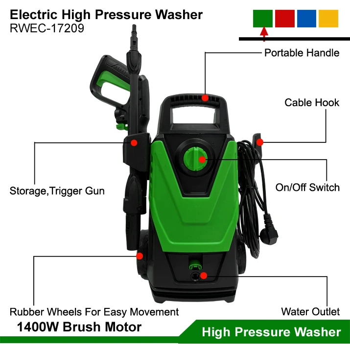 1400W Electric Power High Pressure Cleaner Machine Cold Water Jet Pump Portable Pressure Washing Guns Mini Pressure Car Washer