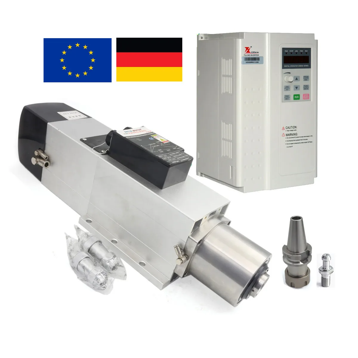From EU 4.5KW 220V BT30 ATC Automatic Tool Change Air Cooled Spindle Motor 24000rpm 800Hz ER25 with 5.5KW Inverter VFD CNC Kit
