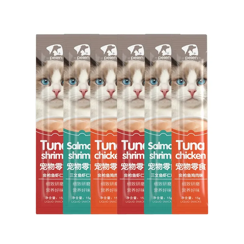 Wholesale  Best Seller Wet Food Treats for Cats-Chicken and Beef Flavored Protein Stick Snacks in Bag Packaging