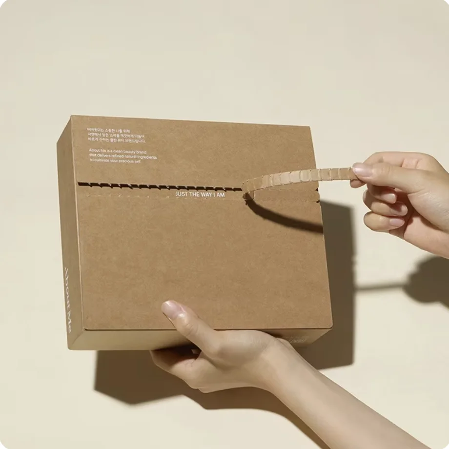 Custom UV Logo Tear Strip Corrugated Gift Box Recyclable Shipping Mailer Paper Box with Zipper