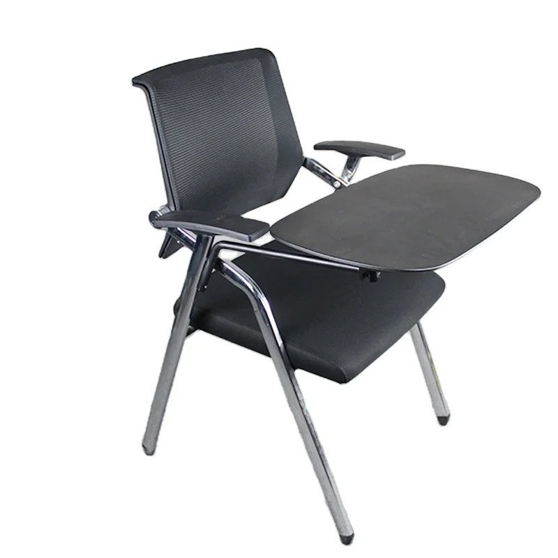 integrated convenient plastic meeting portable backrest office chair training mesh conference chair with folding writing board