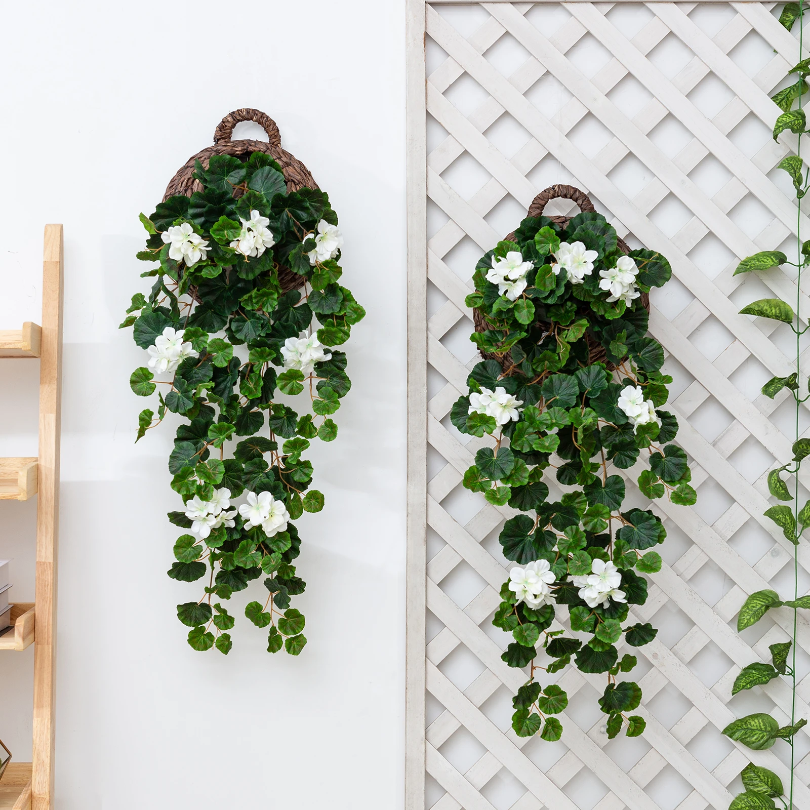 Outdoor Real Touch Artificial Plant Leaf Vine Greenery Wall Hanging For Party Decoration Hanging Basket