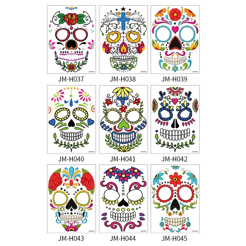 Wholesale Eco-friendly Halloween Decor Face Tattoo Stickers Waterproof Props Temporary Face Sticker Atmosphere Masquerade Tattoo_5
