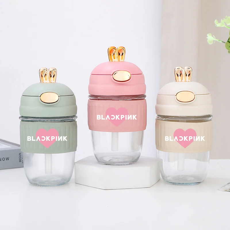 New kpop BL BT STR TWICE customisable cute rabbit straw glass 400ML