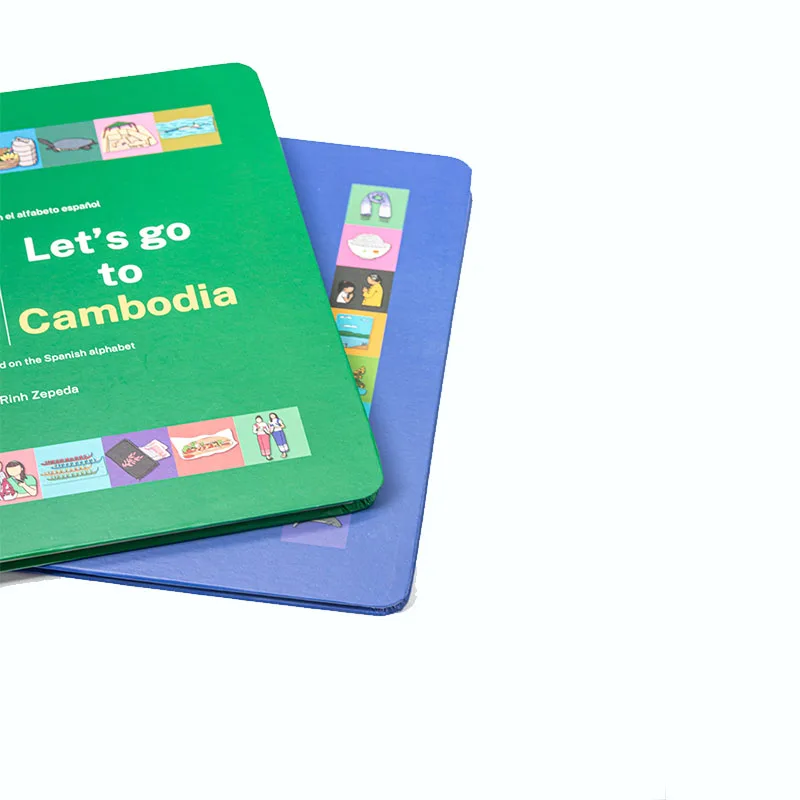 Custom Kids Hardcover Board Book Printing Services Children Thick Board English Books Round Corner White Cardboard CMYK Gua