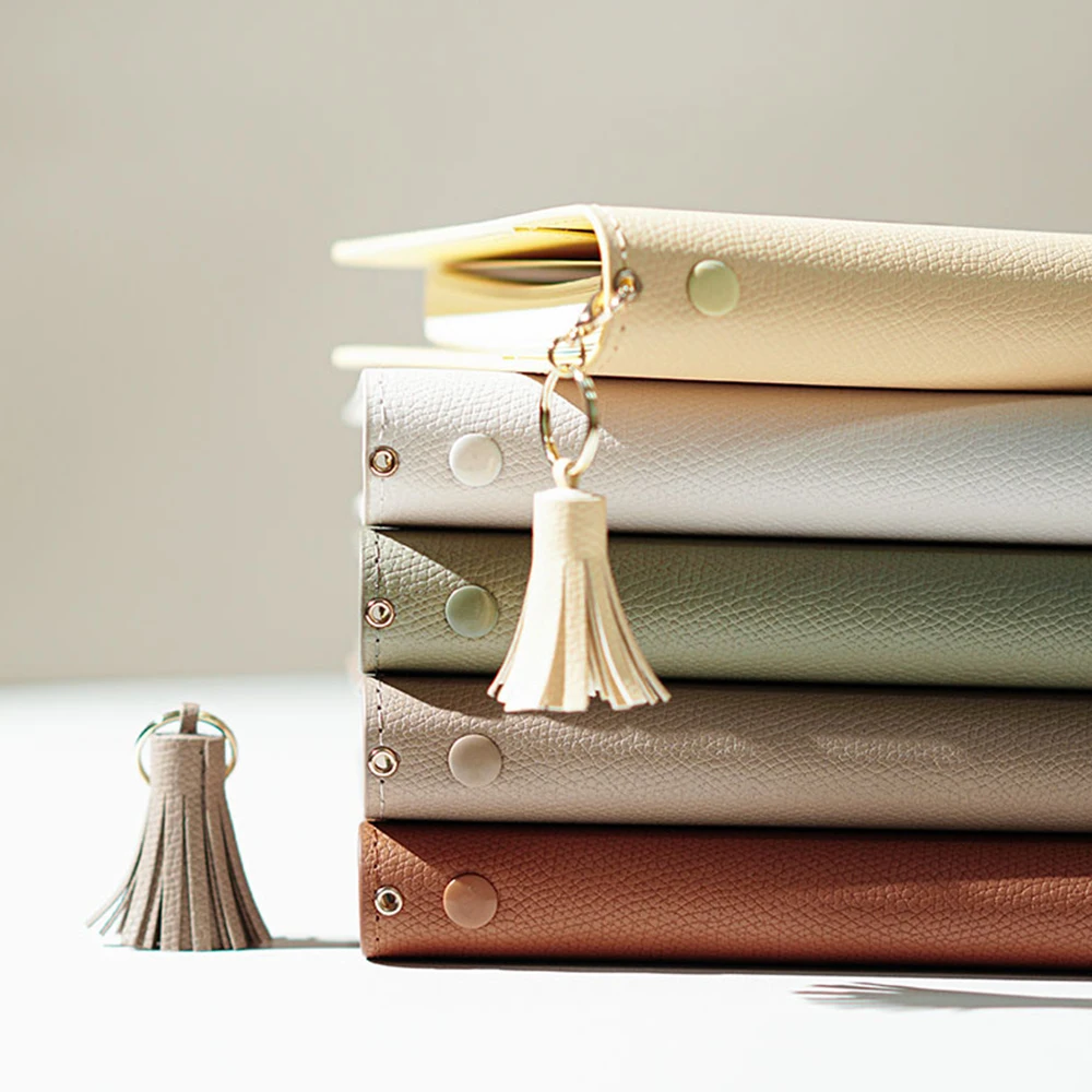 New trend giveaways LOW MOQ customized logo A5 A6 recycled PU Leather organizer 6 ring binder notebook custom planner