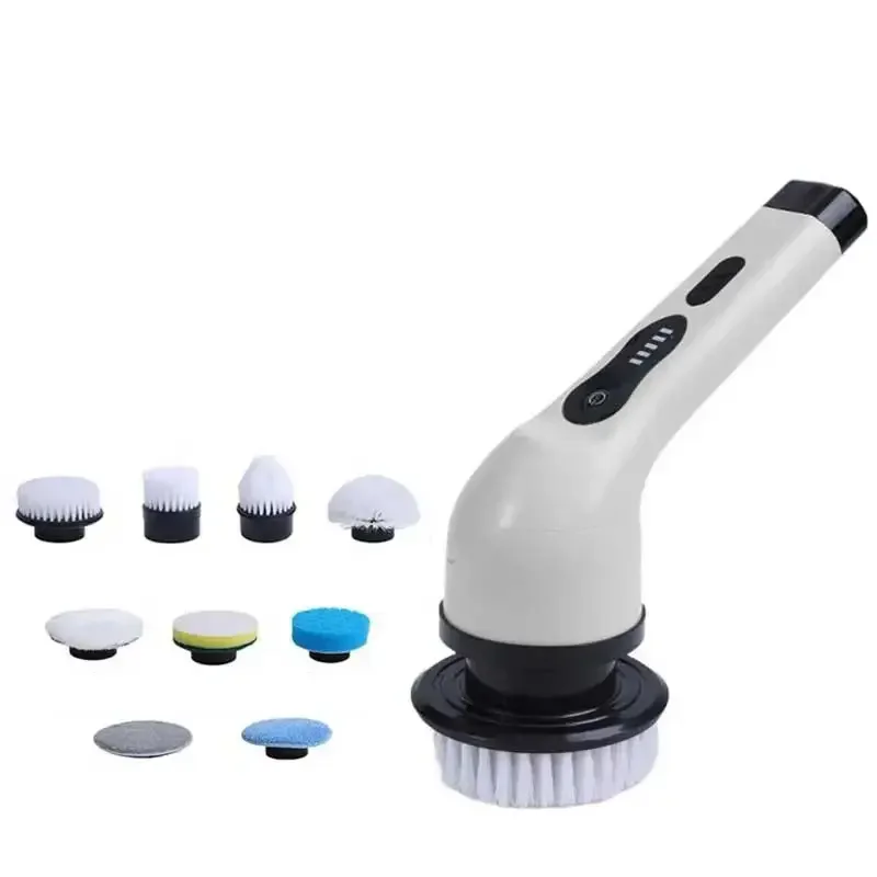 Electric Spin Scrubber Cordless Cleaning Brush With 9 Replaceable Brush Heads Adjustable Extension Handle For Bathroom