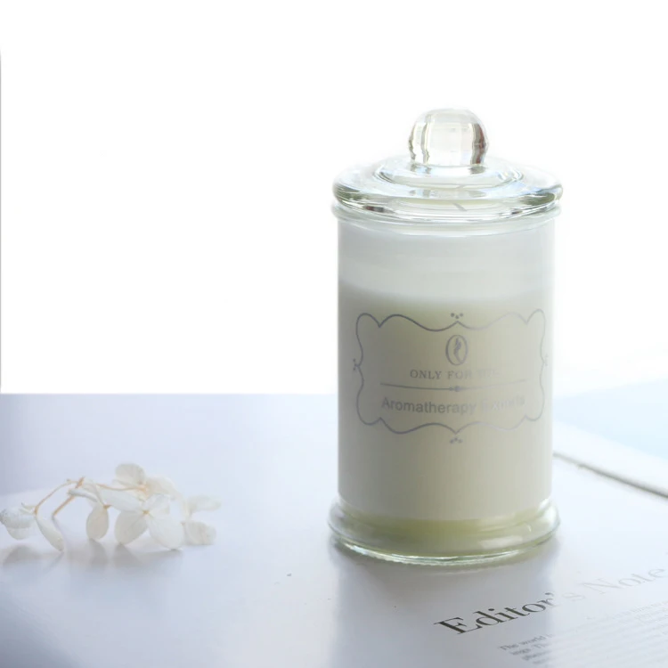 High Quality Home Decorations Lavender Glass Jar Candle Soy Wax Aromatherapy Scented Candles