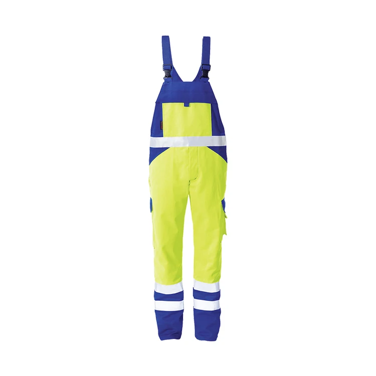 Custom logo yellow black reflective fr high visibility workwear bib pants waterproof coveralls