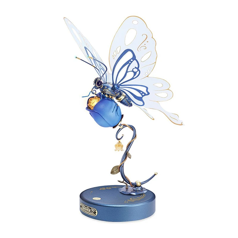 Robotime Rokr Handmade Gift Toys MI05B Mechanical Butterfly DIY Model Kit 3D Plastic Puzzles For Adults