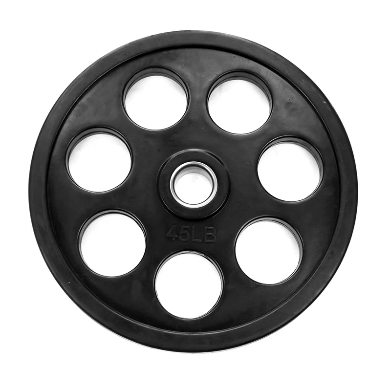High Quality Black Rubber Round Cast Iron 50mm 7 Hole Grip Weight Plates