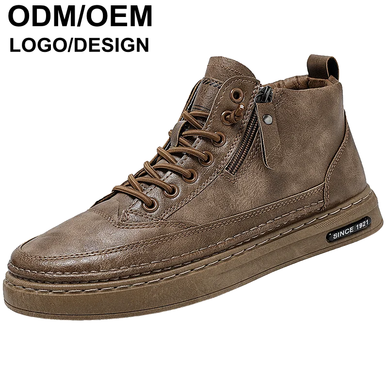 Moyo Printing Casual Shoes Designers Skateboard Shoes With Zipper Men Trend  Leather Shoes Men Sneakers