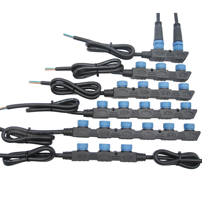 Customized Parallel Series Circuit Distributor  2pin M15 Waterproof Led Lighting Modules 2pin Female input Led Connector IP67 UL