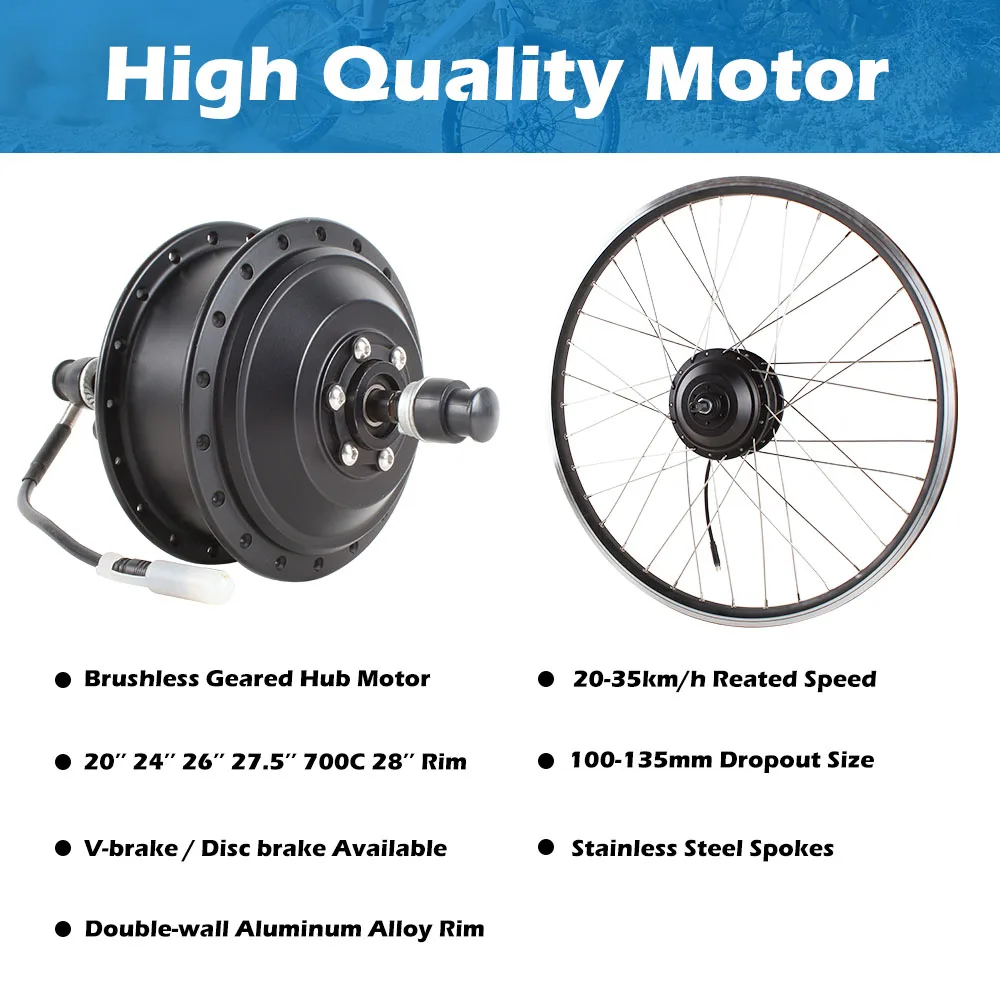 Robust 250w Gear Motor Electric Bike Conversion Kit For 20inch 24inch 26inch 27.5inch 28inch 29inch 700c From China