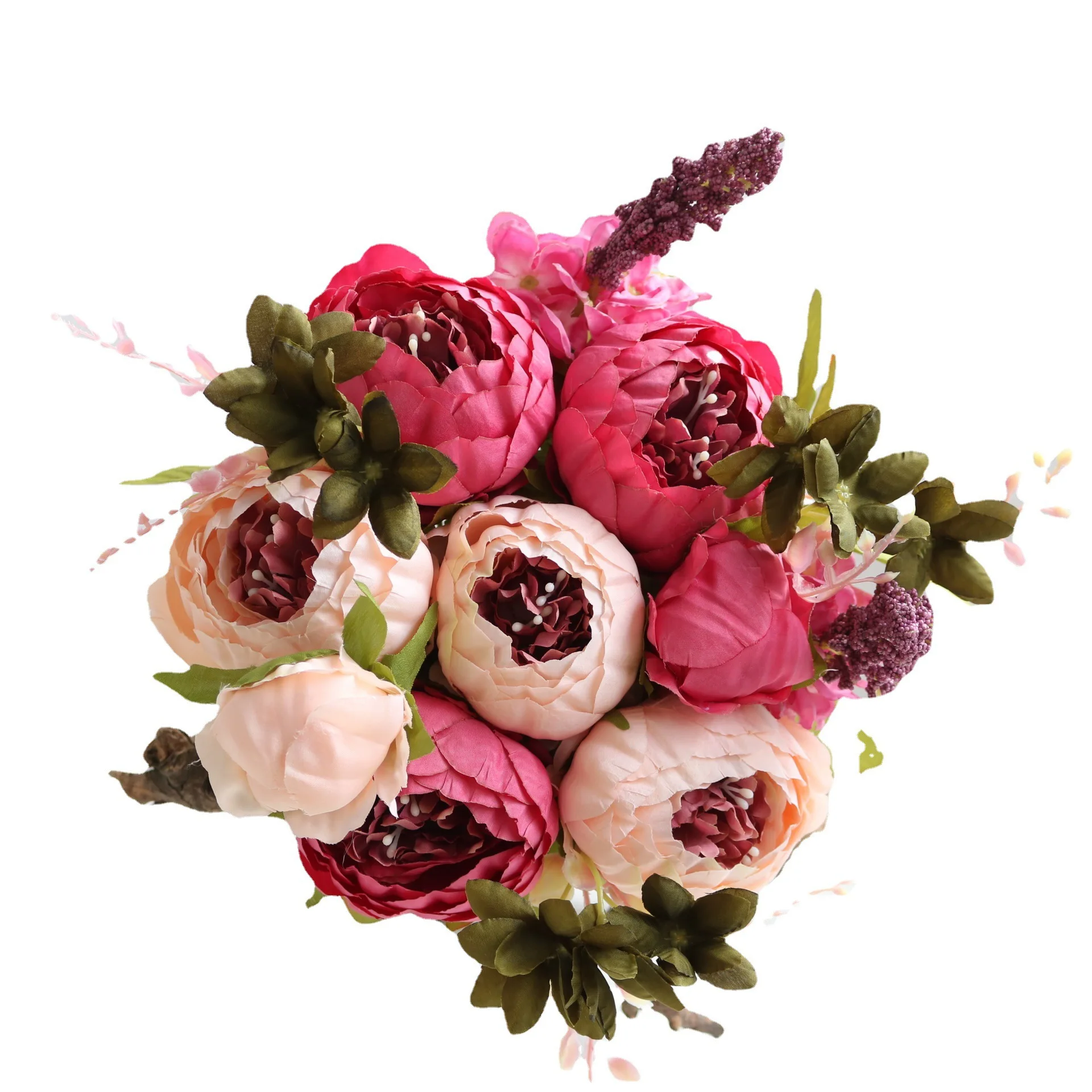 SMD026 6 head popular selling peony artificial silk flowers wholesale home decor wedding flower