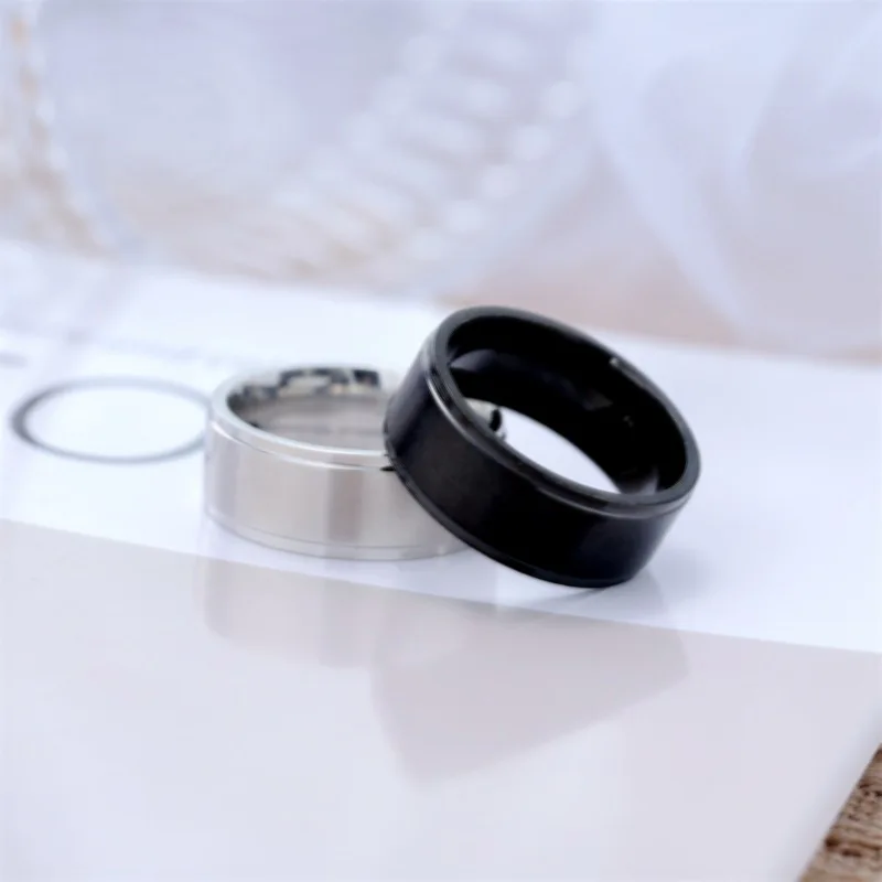 High Quality Simple Design Tungsten Carbide Stainless Steel Matte Polished Black IP Plating Men Jewelry Ring