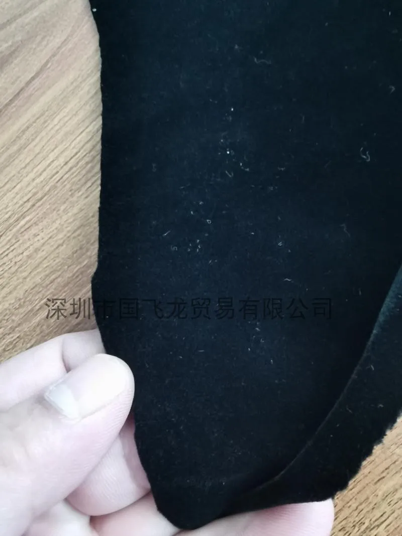Black long-hair flocking fabric with non-stripping elastic knitted fabric used for interior decoration of clothing, handbags and