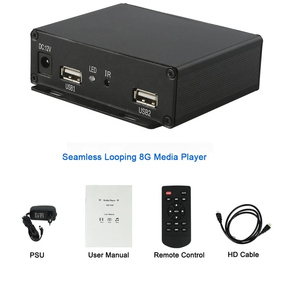 MPC1920-3 PIR motion sensor mode audio video play DC 12V USB digital advertising player with OEM service