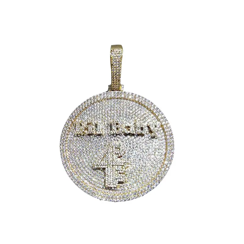 Custom Rose Gold Vvs Baguette Moissanite Pendant 925 Sterling Silver Mens Iced Out Hip Hop Logo Letter Charm Rapper Jewelry