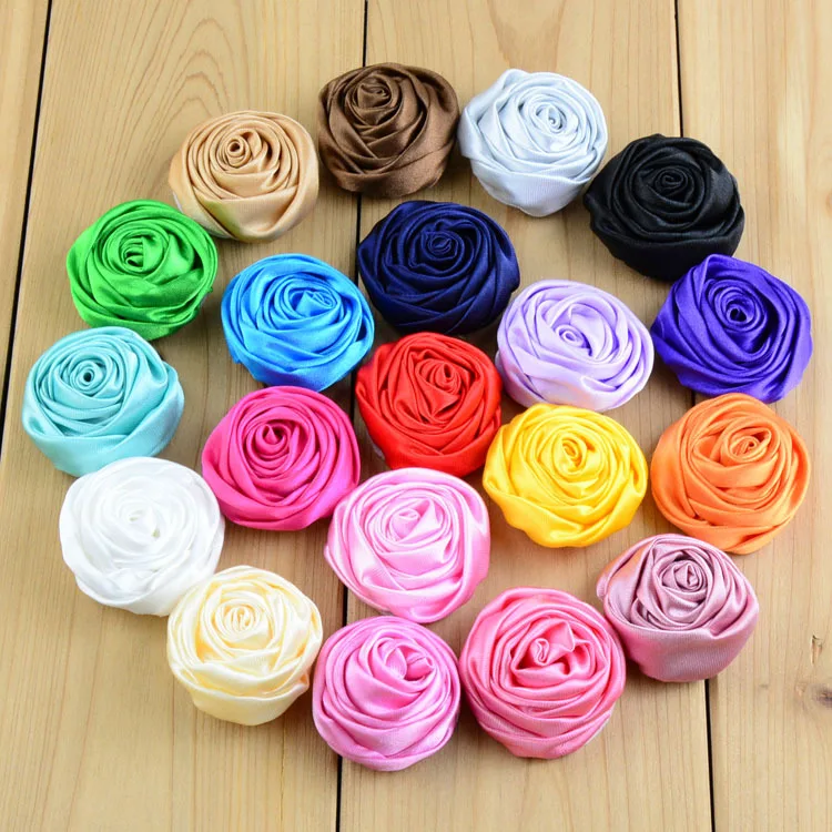 30pcs/lot 1.4 Inch 3D Rose Flowers Floral 29Colors Mini Satin Roses Flowers For Girl Hairbow Kids Clothes DIY Accessories