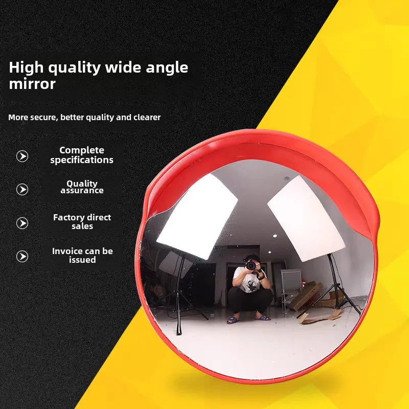 Hot Sale 45cm Red PC Convex Circle Mirror Indoor Outdoor Application for Driveway Blind Spots Docks Warehouses & Supermarkets