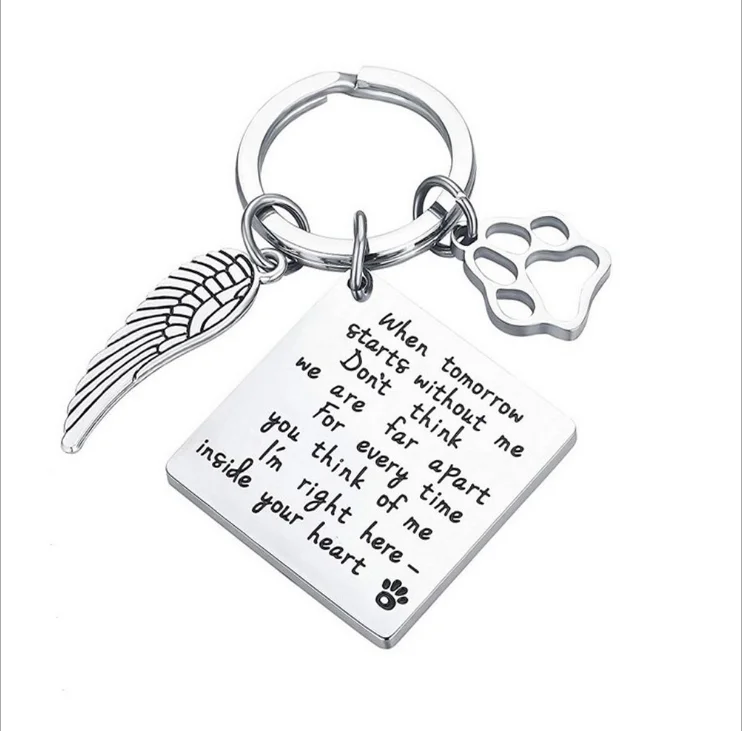 
Chain Stainless Steel Text Custom Engraving Pendant Personalized Pet Memorial Gift Key chain , Pet Sympathy DIY Crafts Keepsake 