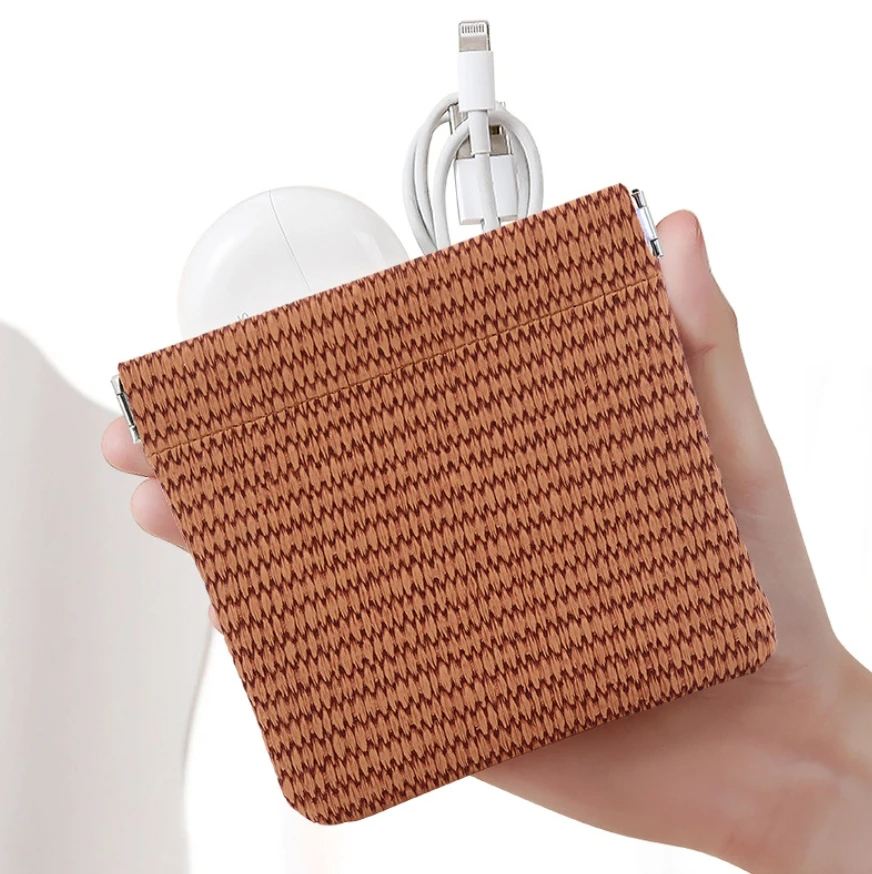 New Self-closing Shrapnel Cable Storage Bag Portable Key Bag Traveling Mini Cosmetic Bag Automatic Closing Squeeze Coin Purse