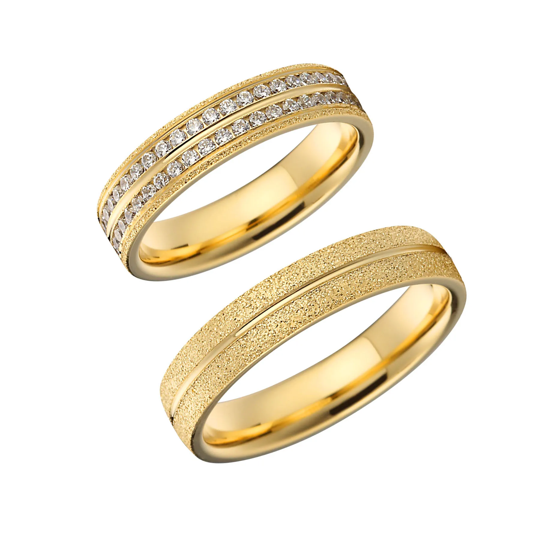 Top Sales 18K Gold Engagement Stainless steel Ring Cushion Cut Wedding Band Ring for Women