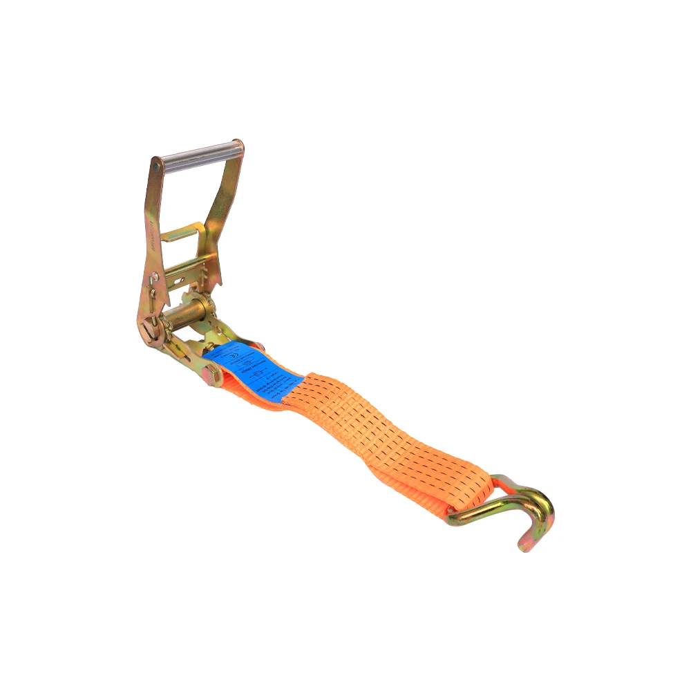 2000-5000kg orange cargo belt lashing strap tie down ratchet with double J hook car tie down straps